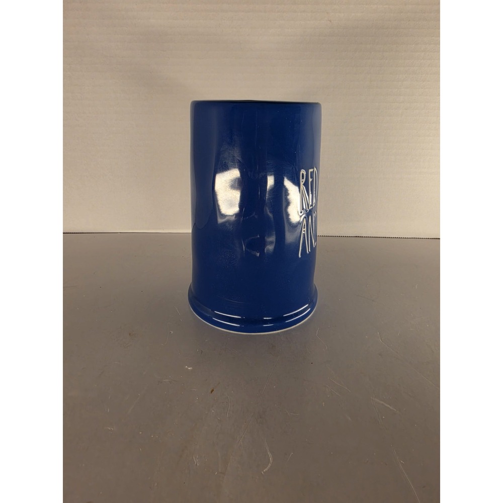 Rae Dunn Red White and Brew Blue Ceramic Mug Stein Magenta Patriotic USA - Picture 4 of 6